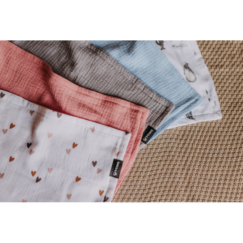 T-TOMI Mušelínová plena pod hlavičku Grey