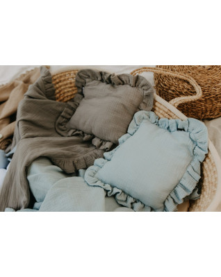 T-TOMI Mušelínový polštářek s volánkem Grey