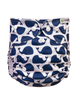 T-TOMI Kalhotková plena AIO - přebalovací set patentky Whales
