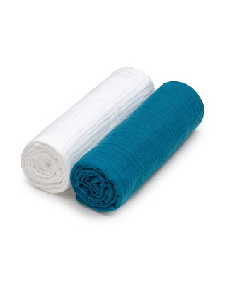 T-TOMI Mušelínové pleny White + Petrol