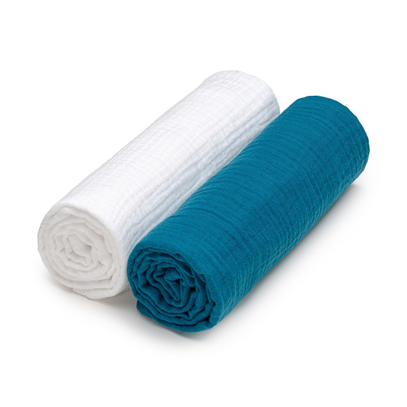 T-TOMI Mušelínové pleny White + Petrol