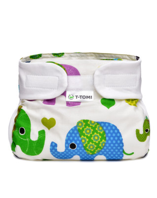 T-TOMI Ortopedické abdukční kalhotky - suchý zip Green elephants (3-6kg)