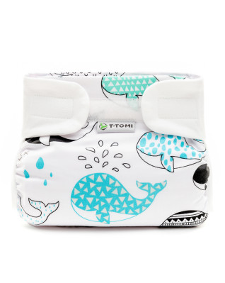 T-TOMI Ortopedické abdukční kalhotky - suchý zip Whales (5-9kg)